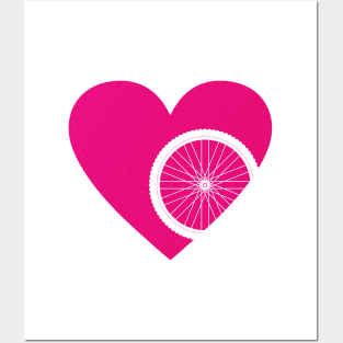 Heart with Mountain Bike Wheel for Cycling Lovers Posters and Art